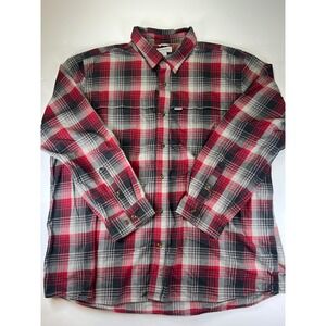 Carhartt Force Shirt Mens 2XL Red Black Plaid Relaxed Fit Long Sleeve Button Up